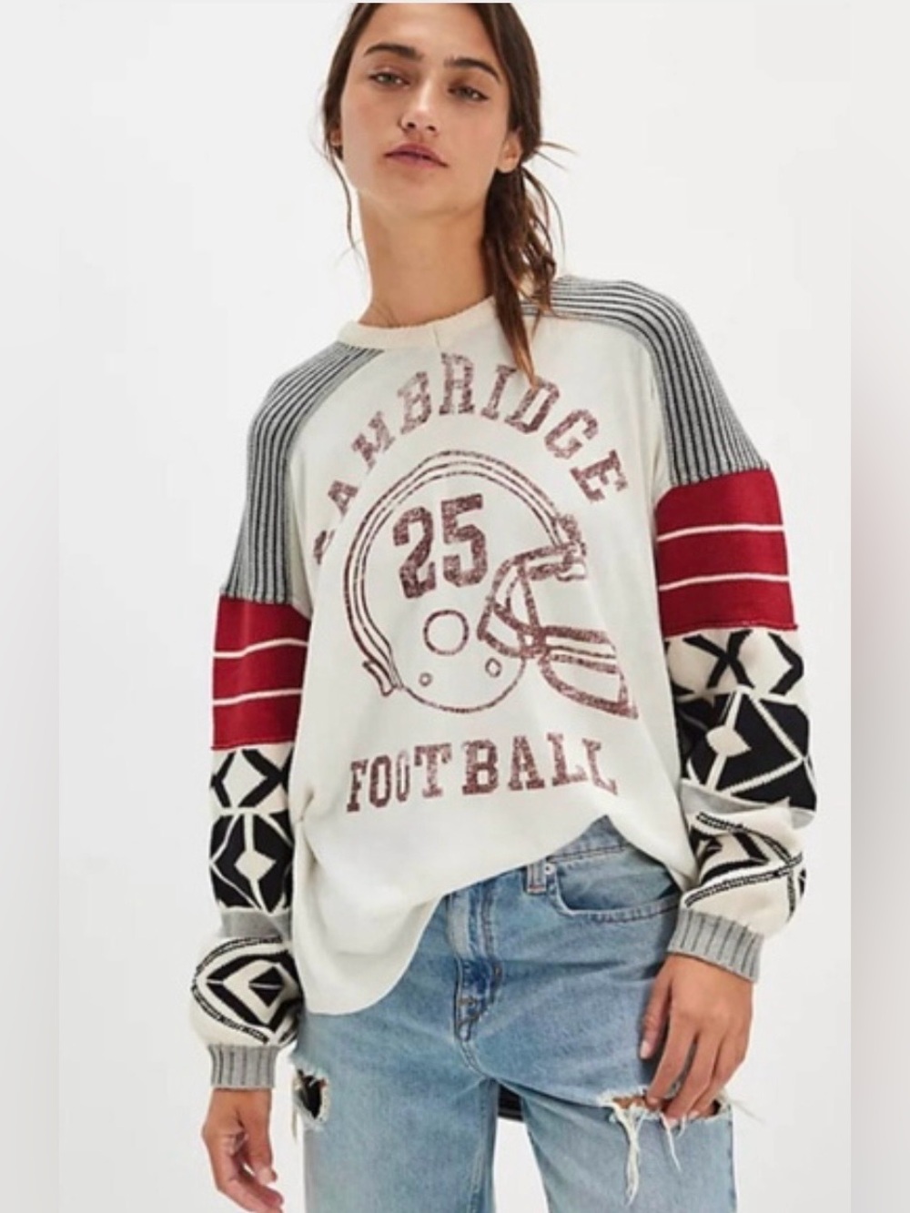 Free People We The Free Football Sweater Size Medium